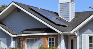 An energy-efficient house with solar panels