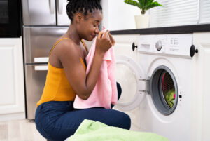 A woman washing her laundry