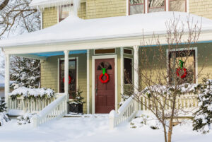 Snow on a front porch