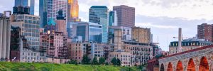 Minneapolis Skyline with neighborhood